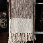 Brown Beige Diamond Pattern Boho Cotton Throw Blanket with Tassel Fringes - 50 x 70 Inch for Everyday Use