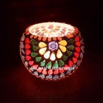 Indian Boho Mosaic Glass Votive Tea Light Candle Holder