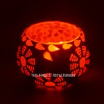 Multi-Color Mosaic Glass Votive Tea Light Candle Holder