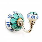 Multicolored Hand Painted Vintage Flower Porcelain Ceramic Wall Hook Towel Hook