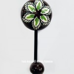 Bohemian Brown Green Flower Painted Porcelain Ceramic Wall Hook