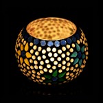 Handmade Colored Mosaic Glass Votive Tea Light Candle Holder