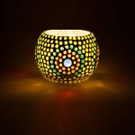 Round Circle Bubble Style Mosaic Glass Votive Tea Light Candle Holder