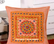 Red India Handmade Mirror Embroidered Cushion cover
