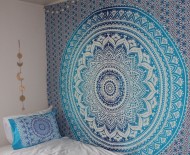 Blue Multi Indian Ombre Mandala Wall Tapestry Hippie Bedding