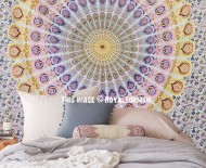 Large Plum and Bow Theme Medallion Mandala Tapestry, Hippie Bedding Throw