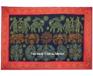 Multicolor Embroidered Animal Birds Fabric Wall Hanging Tapestry Decor Art