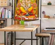 Colorful Hindu God Deity Ganesha Fabric Poster Size Tapestry Wall Hanging