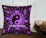 Purple and Black Yin Yang Decorative Tie Dye Pillow Cover 16X16
