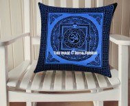 Decorative Blue Tibetan Aum Om Printed Tie Dye Square Pillow Cover 16X16