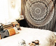 Black & Gold Indian Mandala Tapestry Wall Hanging