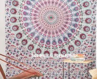 Maroon Multi Peacock Hippie Mandala Tapestry