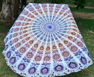 White Multi Mandala Roundie Beach Throw