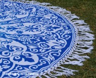 Blue Royal Ombre Cotton Thin Sheet Roundie Beach Towel Throw