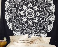 Black & White Oregano Mandala Bohemian Tapestry, Room Decor