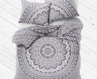 Gray Multi Lucia Queen Bohemian Ombre Mandala Bedding Duvet Set with 2 Pillow Cover