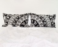 Boho Black Elephants Ring Mandala Bed Pillow Covers Shams Set of Two