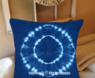 Blue Shibori Medallion Design Indigo Square Throw Pillow Case 16X16 Inch
