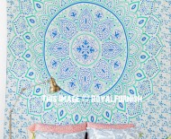 Sea Green Dahlia Hippie Mandala Tapestry Wall Hanging Bedspread