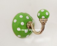 Green Polk Dots Hand Painted Ceramic Wall Hook