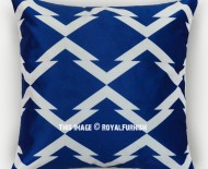 Decorative Blue Geometric Square Throw Pillow Cover 16X16 Inch