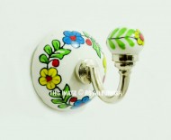 Colorful Flower Branch Paint Bohemian Indian Ceramic Wall Hook