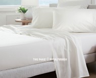 White 4Pc Cotton Bed Sheet Set 1 Flat Sheet, 1 Fitted Sheet and 2 Pillowcases 300TC