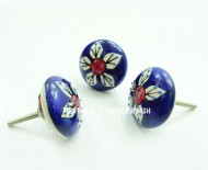 Round Blue Boho Decorative Ceramic Knob Set