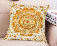 Yellow & Brown Mandala Tapestry Square Throw Pillow Case 16X16