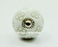 White Vintage Shabby Chic Ceramic Drawer Knobs Set of 2