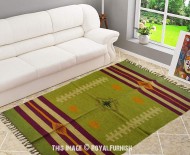 Maroon & Green Traditional Southwestern Kilim Area Rug 3X5 Ft