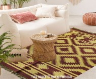 Maroon & Beige Tribal Wool Southwestern Indian Jute Kilim Area Rug 3X5 Ft