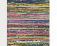 Multicolored Turquoise Boho Braided Striped Reversible Chindi Area Rag Rug 3X5 Ft