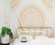 Gold Mandala Wall Art Tapestry - Twin Size