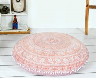 Rose Gold Elephant Mandala Boho Round Floor Pillow Cover - 32 Inch