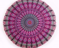 Pink Purple Bohemian Medallion Round Floor Pillow Cover - 32 Inch
