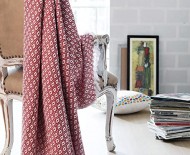 Red & White Boho Diamond Pattern Cotton Throw Blanket with Tassel Fringes - 50 x 70 Inch for Everyday Use