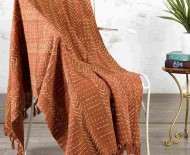 Brown Arrow Dotted Print Boho Cotton Throw Blanket - 50X70 Inch