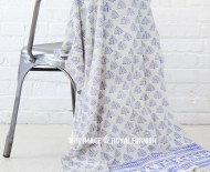 Boho Purple Leaves Print Cotton Throw Blanket - 50X70 Inch