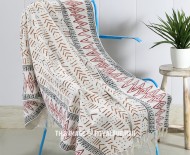 Bohemian Red Beige Arrow Print Cotton Throw Blanket - 50X70 Inch
