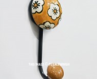 Bohemian Mustard Yellow Porcelain Ceramic Wall Hook