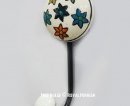 Bohemian Multicolored Flowers Hand Painted Porcelain Ceramic Wall Hook