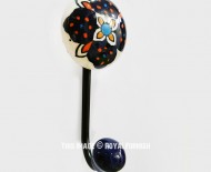 Boho Multicolored Flower Painted Porcelain Ceramic Wall Hook