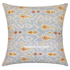 24" Big Gray Multi Indian Kantha Beach House Cotton Throw Pillow Cover