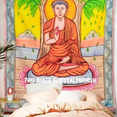 Indian Buddha Canvas Yoga Inspiration Cotton Tapestry Wall Hanging