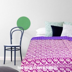 Purple Twin Hand Stitched Ikat Kantha Quilt Throw Blanket