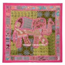 Pink Tribal Bohemian Old Patches Pink Elephant Tapestry Wall Hanging
