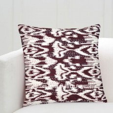 18X18 ZigZag Printed Boho Inspired Cotton Ikat Kantha Pillow Cover