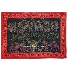 Indian Bohemian Hand Embroidered Fabric Wall Hanging Tapestry