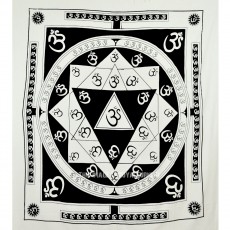 White & Black Om Zodiac Wall Tapestry, Indian Bedding